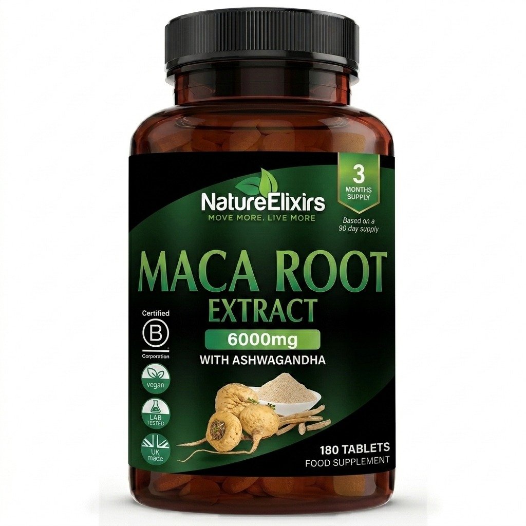 Maca Root Extract 6000mg Tablets with Ashwagandha | 180 Tablets
